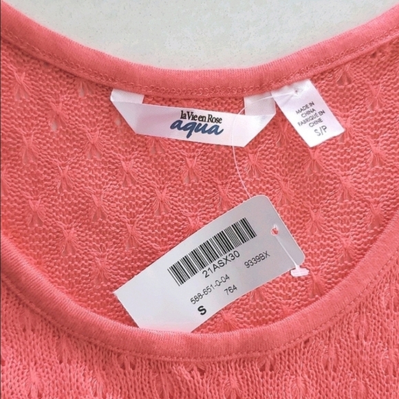 La Vie en Rose Coral Pink Crochet  Knit Sleeveless Dress Cover Up Size Small - Picture 6 of 10